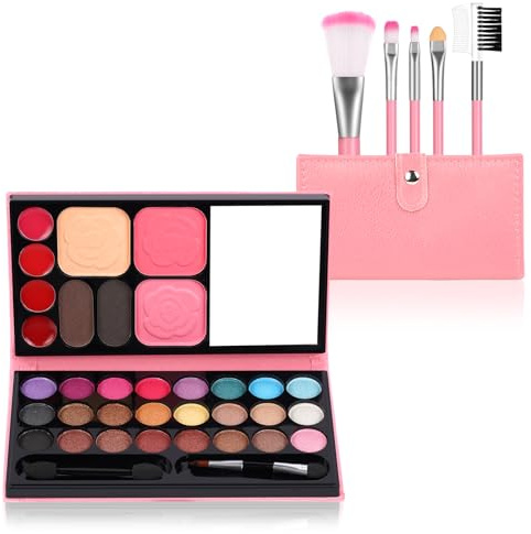 Aomig Kinderschminke 38 Pcs Kinderschminke Set Schminke Kid Schminkkoffer Make Up Waschbares Sicheres Ungiftiges Schminkset Spielzeug Mädchen Geeignet Weihnachten Geburtstag Karnevalsgeschenke Girl