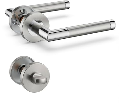 1 Pack of HENYIN Stainless Steel Door Lever Handle with Bathroom Knob,Mortise Door Lock Handle,Dual Color(SO2-103BK-D)