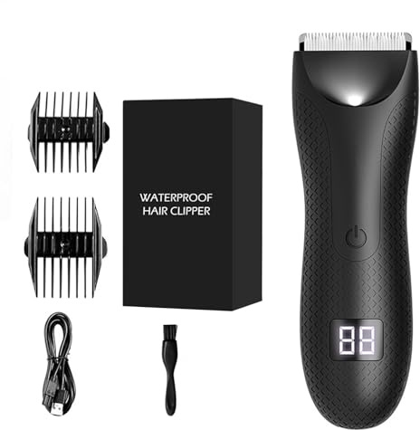 Rifinitore per il corpo da uomo, rasoi per il corpo da uomo - Luci LED per tagliacapelli Barber Clippers | Tagliacapelli Tagliacapelli con display LCD, kit da uomo impermeabile per barba, viso, capell