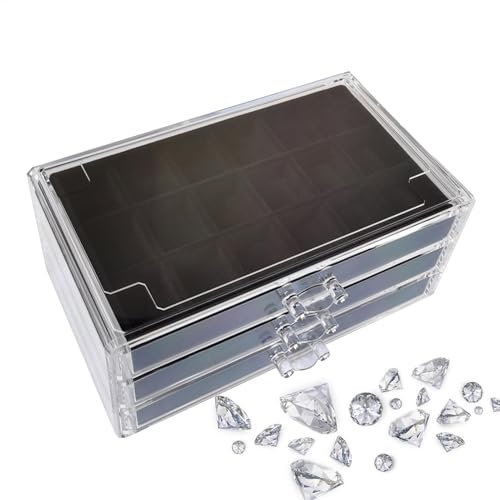 Rock-Sammelbox – Kristall-Aufbewahrungsbox, Vitrine Mit 54 Fächern | Kristall-Aufbewahrungs- Und Reiseetui, Zur Schönen Präsentation, Abschluss-Souveniretui, Organisierte Aufbewahrung, Edelsteinetui F