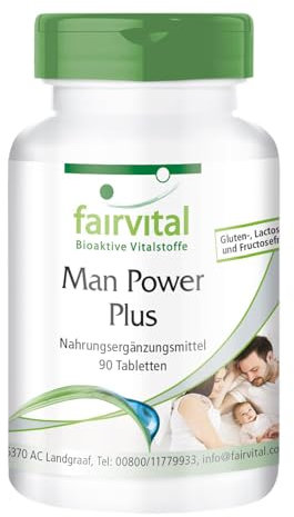Fairvital | Man Power Plus - 90 Tablets - with L-arginine, zinc & Selenium - Quality-Tested and Highly dosed - 100% Vegan - Made in Germany