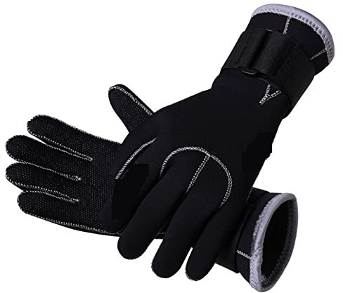 Neoprenhandschuhe Schwimmhandschuhe, Schnorcheln, Tauchausrüstung, Kratzfest, warm halten, Speerfischen, Kajakfahren, Surfhandschuhe Schnorcheln Surfen Angeln Wassersport(Noir,XL(Length27cm))