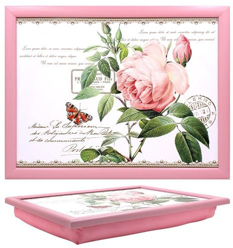 The Leonardo Collection Redoute Plateau pour Repas et Petit déjeuner Motif Roses Pierre-Joseph Plateau pour Repas et Petit déjeuner | Plateaux Confortables avec Coussin de Pouf | Plateaux durables