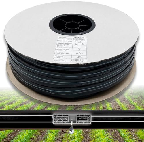 acquaverde | Manichetta Gocciolante Orto Facile 16 mm Passo 20 cm - Rotolo da 250 metri Tubo Piatto per Irrigazione a Goccia, 2 Litri/Ora, 8 Mils, MADE IN ITALY