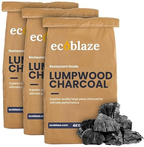 Ecoblaze 12Kg Lumpwood Charcoal – Premium & Restaurant Grade Smokeless Natural charcoal for BBQ,Smoker & Pizza Oven - Ideal & Great Alternative to Charcoal Briquettes