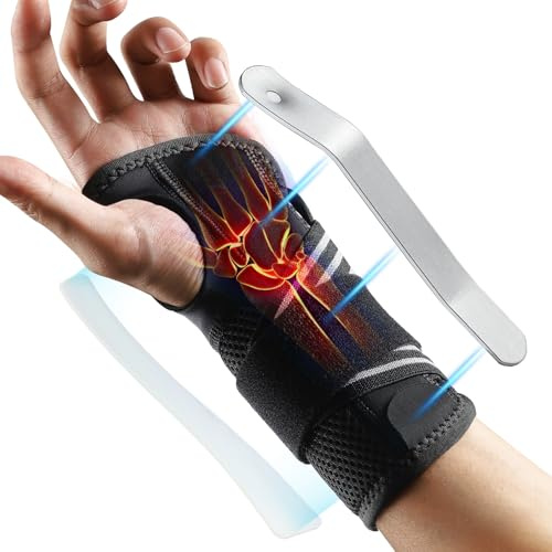 AGPTEK Tutore Polso Tunnel Carpale Nuovo – Fascia da Polso con Stecche di Supporto, Design a Strappo Facile da Indossare, Soluzione Conveniente per Dolore e Sostegno, Sinistro, S/M