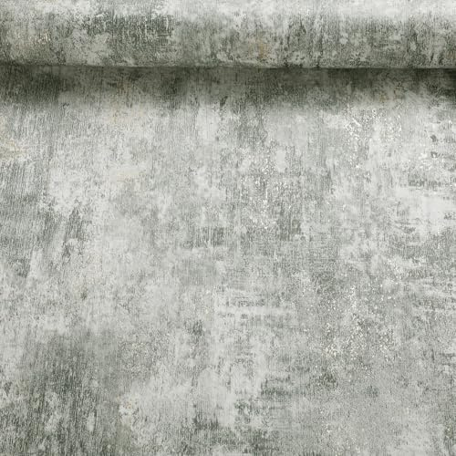 Swehooirt Green Wallpaper - Modern Wallpaper for Bedroom, Living Room, Fireplace - Decorative Luxury Wall Paper with Distressed Pattern, Textured Finish & Metallic Detailing (Jade)
