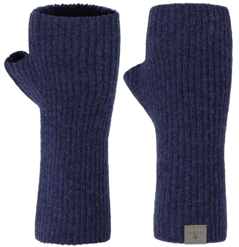LIERYS Uni Merino Stulpen - Armwärmer aus Merinowolle - Pulswärmer Damen für Herbst/Winter - Fingerfrei - Made in Germany dunkelblau One Size