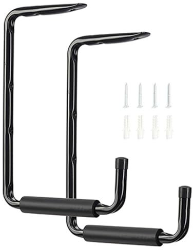 Ceiling Shelf for Garage - Ceiling Ladder Bracket, Steel Storage Hook, Multifunctional Garage Organiser for Bicycles, Tools, Wooden Panels, Basement Room, Wall Mounted Space Saving