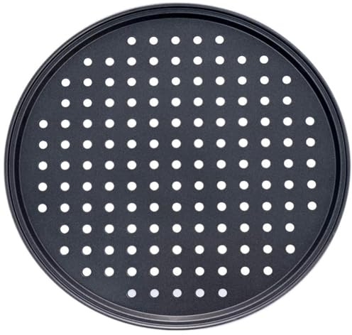 Zpengtai Piatti Pizza Vassoi for Frutta E Verdura in Acciaio al Carbonio Antiaderenti Teglia da Forno con Fori Piatti Rotondi Utensili da Cucina for La Casa Grandi(32CM)