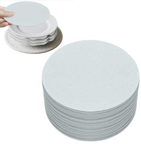 Diakey 50 Pack 12.7cm Felt Plate Protectors, Soft Porcelain Plate Dividers China Storage Separators Nonslip Dish Liners Pads for Stacking Dinnerware, Pan, Pot, Cookware