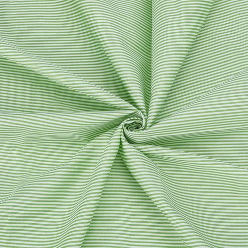 FINGERINSPIRE 1 m Gestreifter Baumwollstoff 1.6 m Breit Hellgrün Weiß Vielseitiger Nähstoff 2 mm Breite Streifen Streifenmusterstoff Bastelmaterial Aus Baumwolle Für Heimwerker Schneidern Dekoration