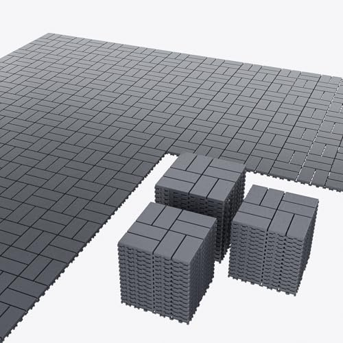 44 pièces Dalles de Terrasse Extérieure Clipsables(30x30 cm),Dalles Clipsables Exterieur,Caillebotis Plastique Antidérapant à Drainage Rapide pour Jardin,Piscine,Balcon (44-gris foncé-30x30 cm,XBK)
