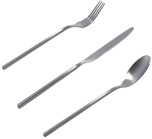 Huba cuchillo de acero inoxidable, tenedor, cuchara y cubiertos juego de cubiertos de camping para senderismo, picnic, mochilero