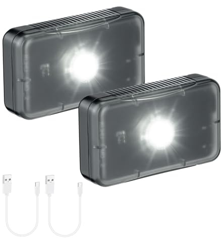 Mcbazel 2-Pezzi Luci Automatiche a Sensore, Luci LED Ricaricabili per Scatole Nascoste da Moto, Baule Auto, Scatole da Pesca, Braccioli, Scatole da Campeggio, Nero