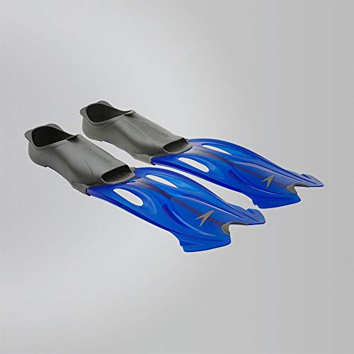 Speedo Glide Mask Snorkel and Fin Set - Grey/Blue, Size 39/40