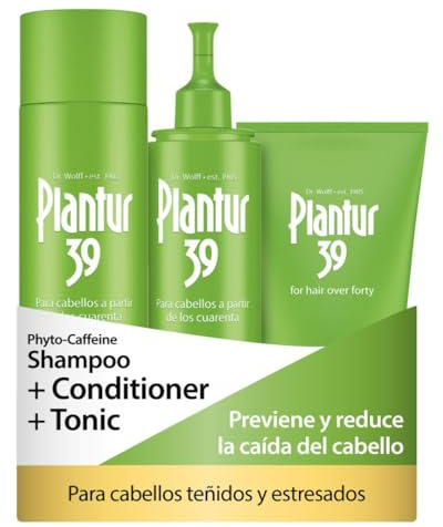 Plantur 39 Caffeine Shampoo Conditioner and Tonic | 250ml, 150ml, 200ml | Previene y Reduce la Caída del Cabello | Cabello Coloreado y Estresado | Fórmula Única que Favorece el Crecimiento del Cabello
