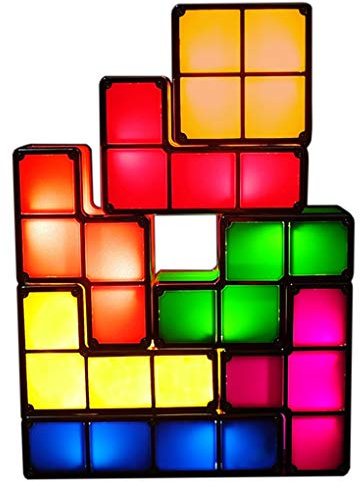 Bitopbi 7 PCS Stackable Night Light 3D Puzzles Toy 7 Colors Magic Blocks Induction Interlocking LED Novelty Desk Lamp Lighting DIY for Teens and Adults Home Deco Great Gift for Birthday