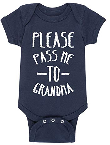 Instant Message - Please Pass Me to Grandma Grandparent Shirts - Infant Baby One Piece - Size 6 Months Navy