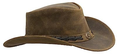 WALKER AND HAWKES Outdoor-Hut aus Rindsleder - Vintage-Optik - Hellbraun - 2XL (61cm)