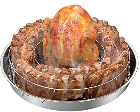onlyfire Supporto di Cottura per Costine,Supporto Pollo BBQ per costolette e arrosto di Pollo per affumicare Weber, Green Egg, Kamado Joe