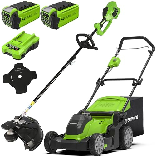Bundle of Greenworks 40V Tagliaerba a Batteria G40LM41K2X and Greenworks 40V Decespugliatore a Batteria con Motore Brushless