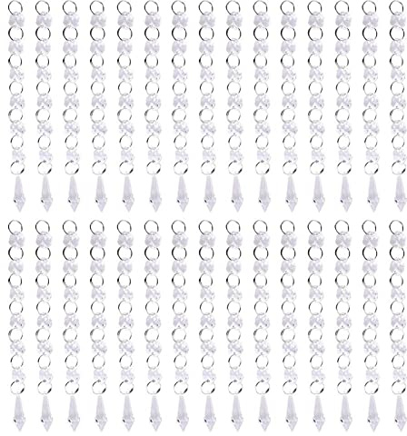 30pcs Pendentifs en Perles de Cristal,Pampilles Cristal Transparent en Forme de Goutte, Perles de Cristaux de Lustre Prisme de Glace pour Chaîne de Lampe de Perle de Lustre, Décoration de Fête