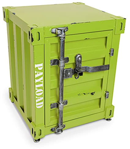 BÜTTNER Beistelltisch Couchtisch Nachttisch Hocker Schrank Kasten Spind mit Stauraum im Industrie Design Container Look aus Metall 40 x 38 x 48 cm - Hellgrün