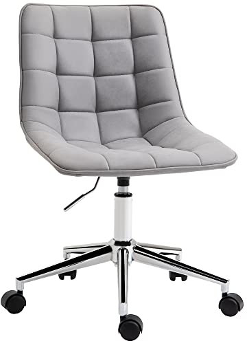 Vinsetto Bürostuhl Drehstuhl Schreibtischstuhl höhenverstellbar 360° drehbar Mikrofaser Schaumstoff Hellgrau 60x 60x90 cm