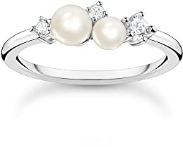 Thomas Sabo Femme Bague Perles avec Pierres Blanches Argent Argent Sterling 925 TR2368-167-14