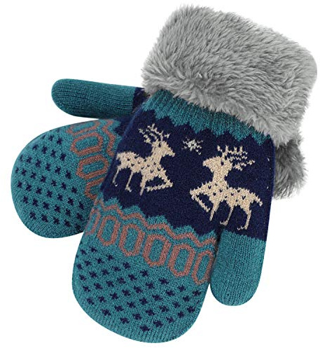 Handschuhe Mädchen Jungen Fausthandschuhe Warm Kuschelig Kinderfäustlinge Plüsch Kinder Gestrickt Winterhandschuhe 3-6 Jahre alt Verdichkt Strickhandschuhe für Radfahren Joggen Spielen