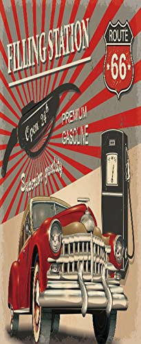 A.Monamour Türtapete Selbstklebend Türfolie Türposter 3D Retro Poster Der Tankstelle Vinyl Folie Türdeko Tapete Wandbild Türaufkleber Türtattoo 85 x 200 cm