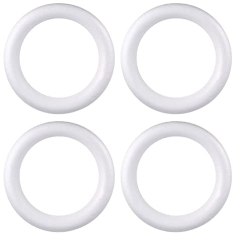 Vaguelly 4 PCS Foam Wreath 30 cm, Rings Polystyrene Foam Wreath for Art, Crafts, Florists, White Flower Wreath DIY Project for Easter, Wedding, Home Decor