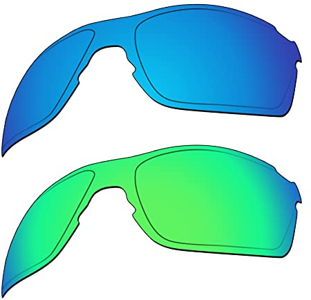 EZReplace Verres de rechange pour lunettes de soleil Oakley EVZero Pitch OO9383 (verres polarisés) – Compatible avec monture Oakley EVZero Pitch (bleu glacier + vert printemps), Bleu glacier + vert