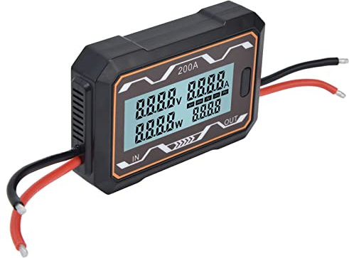 Ciciglow DC Power Meter 0-60V Digital Backlit Large Screen Multifunctional Solar Power Meter (200A)