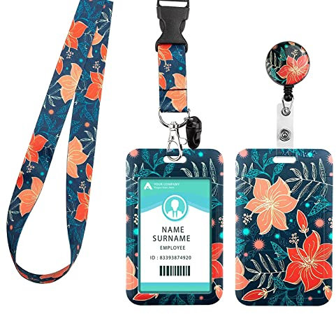 Ausweishülle mit Band, Schlüsselband Ausziehbar,Lanyard Mit Kartenhülle, Einziehbarer Schlüsselanhänger Set, ID Card Holder Abzeichen Buddy Kit für Frauen, Lehrer, Krankenschwester,Doktor,Student