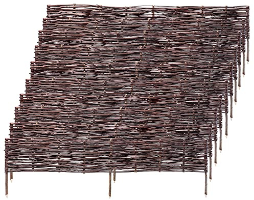 KADAX 10er Set Beetbegrenzung aus Weide 120 x 40 cm Weidengeflecht für Beete, Gartenwege und Rasen, natürliche Abgrenzung für Blumen und Gemüse