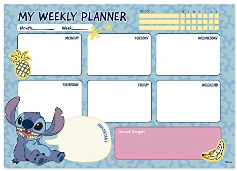 Planificador semanal A4 Stitch Tropical - Weekly planner : Planner Sin Fecha - Organizador semanal escritorio [54 págs. con Alto Gramaje]