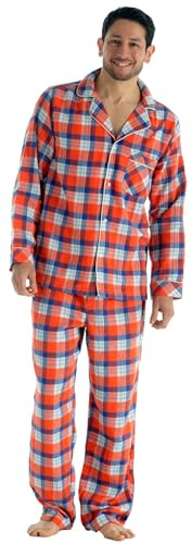 Bogari Men's Brushed Check Pyjama Set - Orange Check ZA06, L