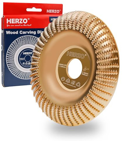 HERZO Mola in Legno per Smerigliatrice Angolare, Intaglio Legno Mola Disco 125mm x 22.23mm, Carburo di Tungsteno, per Modellare, Levigatura