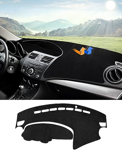 Autorder Dashboard Cover Mat for 2010-2013 Mazda 3 Sedan/Hatchback/MazdaSpeed3 Accessories Dash Cover Flannel Dash Mat Sunshade Glare UV Rays Protector