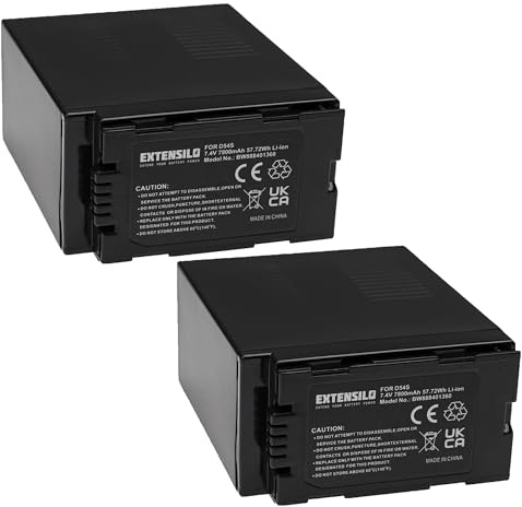 EXTENSILO 2x batteria sostituisce Panasonic CGA-D54S, CGA-D54, CGA-D54SE/1B, CGA-D54SE per videocamera camcorder (7800mAh, 7,4V, Li-Ion)