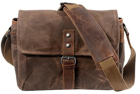 Mikikit Camera Bag Canvas Outdoor Professional Dslr Camera Protective Storage Bag for Casual Photography