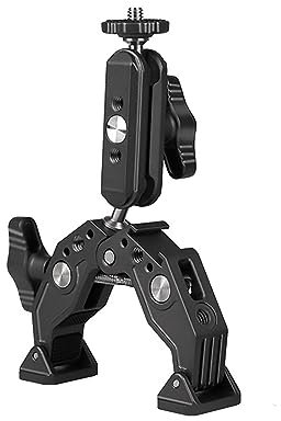 Super Clamp 360° Rot.Action Camera Mount with 1/4 screw,Magic Arm Cold Shoe,Phone Holder,Desk Tripod Tube Crossbar Gimbal Rods,fits Go Pro Hero 13 DJI Osmo 5/4 Akaso on UTV ATV Motorcycle Bike