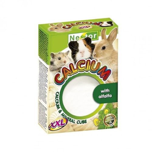 Extra Large Calcium and Mineral Cube with Alfalfa for Rabbits Rodents Guinea Pig Hamster Degu Chinchilla Ferret Small Animal Pet 100g Mouse Treats Rat Mice Gerbil Supplementary Food Treats
