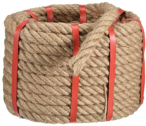 QUARKZMAN Naturale Corda Iuta, 25/32 in x 50 Piedi Spesso Intrecciata Manila Corda Multiuso per Tiro Fune, Amaca, Arrampicata, nautico, Sospeso