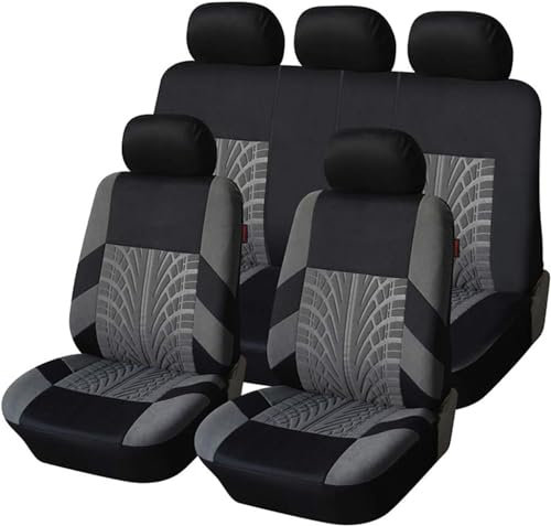 DIALFA Auto Sitzbezüge für Ford Fiesta | Fiesta Plus/Titanium/ST-Line/Active/ST 2008-2022,Bequem und Atmungsaktiv Waschbarer Stoff Autositzbezüge Vordersitze und Rückbank Auto-Schonbezüge,D Grey