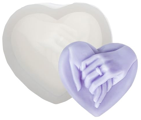 YYlingx Heart Wedding Silicone Mould, Hand in Hand Soap Molds for DIY, Candle Making, Homemade Soap