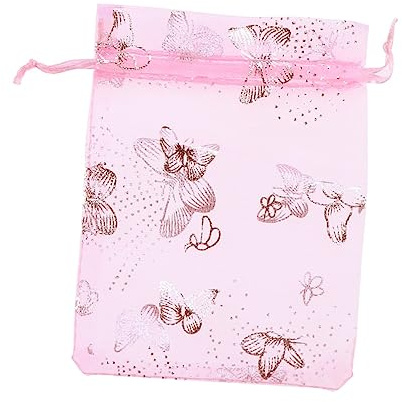 Sacchetti Organza Chiusura a Coulisse 50 Pezzi 9x12 Cm | Rosa, per Bomboniere e Cosmetici, Stile Elegante, Facili da Aprire e Chiudere