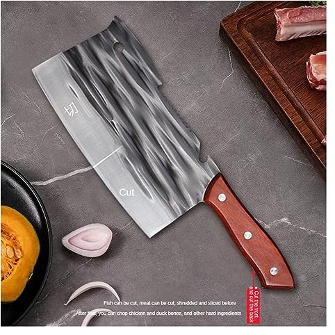 FBITE Cuchillos de cocina de doble uso for cortar el hogar, cuchillos de corte de carne y hueso forjados a mano for verduras afiladas, Chefs especiales
